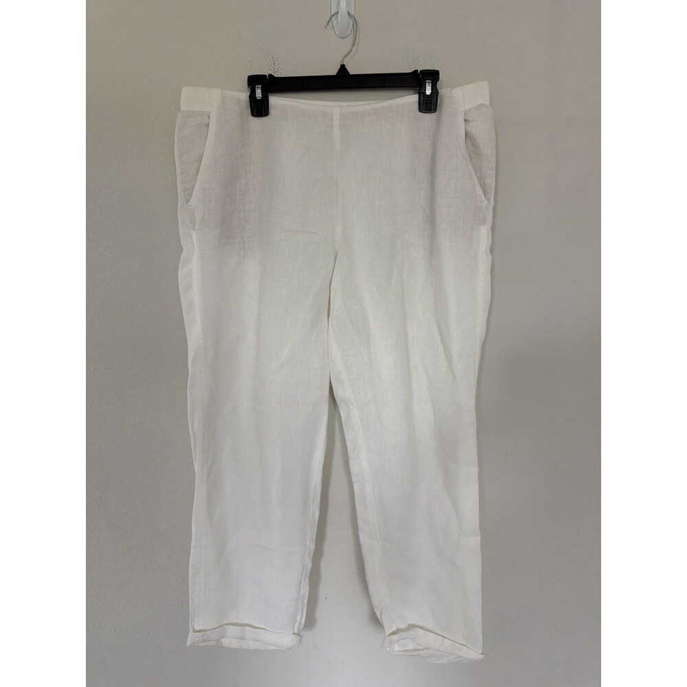 J Jill Women’s Linen Pull On Ankle Pants Size LP Coastal Resortwear Casual Comfy